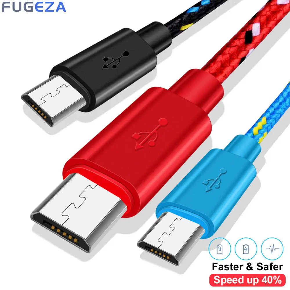 

FUGEZA Micro USB Cable 1m/2m/3m Data Sync USB Charger Cable For Samsung Huawei Xiaomi HTC Android Phone Nylon Braided Microusb