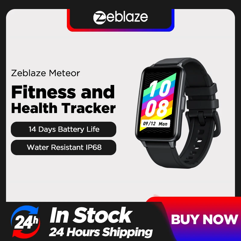 New Zeblaze Meteor Fitness and Wellness Tracker Large Color Screen with SpO2 Heart Rate and more 14 Days Battery IP68 Waterproof