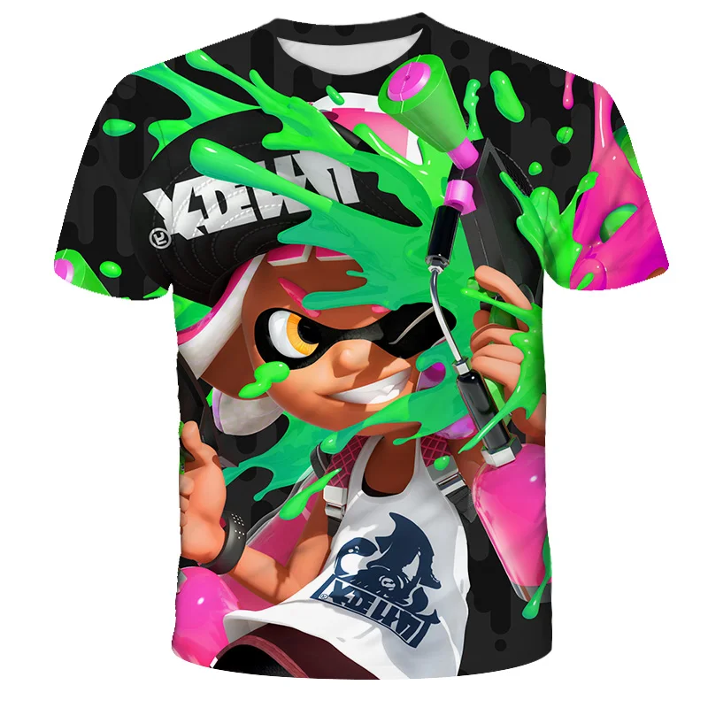 

Splatoon 2 Inkling Squid 8-bit anime Tees Summer Children'S Graffiti T Shirt Casual Sport Short Sleeve Boys Girl Kawaii Tops