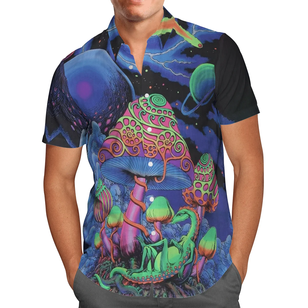 Hippie Shirt Button Hawaii Shirts Summer Casual Beach Holiday Short-sleeve 3D Printed 2022 Fashion Mens Hip Hop Lapel US Size