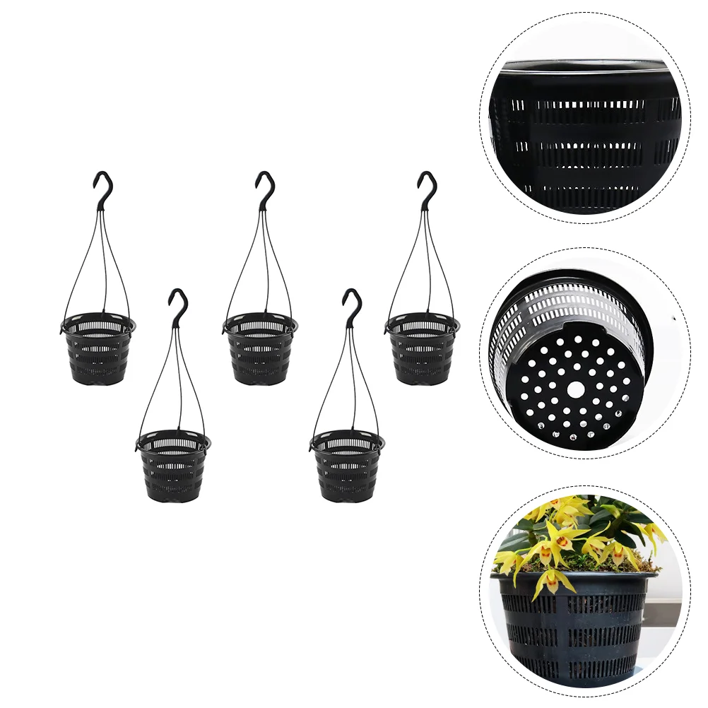 

Hanging Pot Pots Flower Planter Plastic Orchid Wall Planters Basket Baskets Holder Flowerpot Railing Balcony Fence Outside