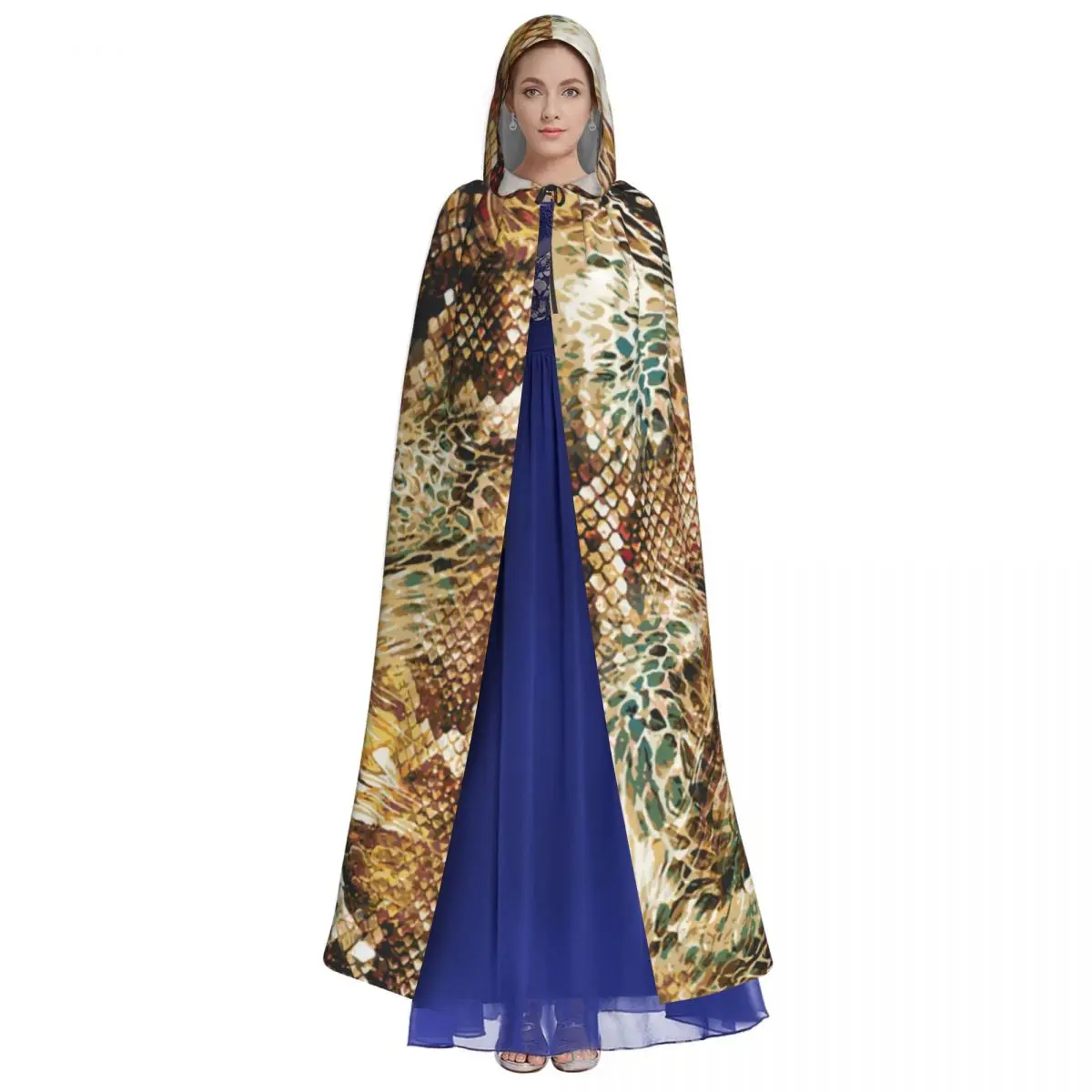 Накидка змеиная кожа для взрослых на Хэллоуин с капюшоном средневековый костюм