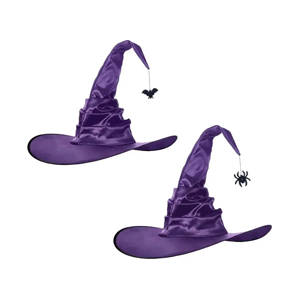 

Bat Folds Wizard Cap Creative Pendant Purple Halloween Witch Hats Oxford Spider Performance Props