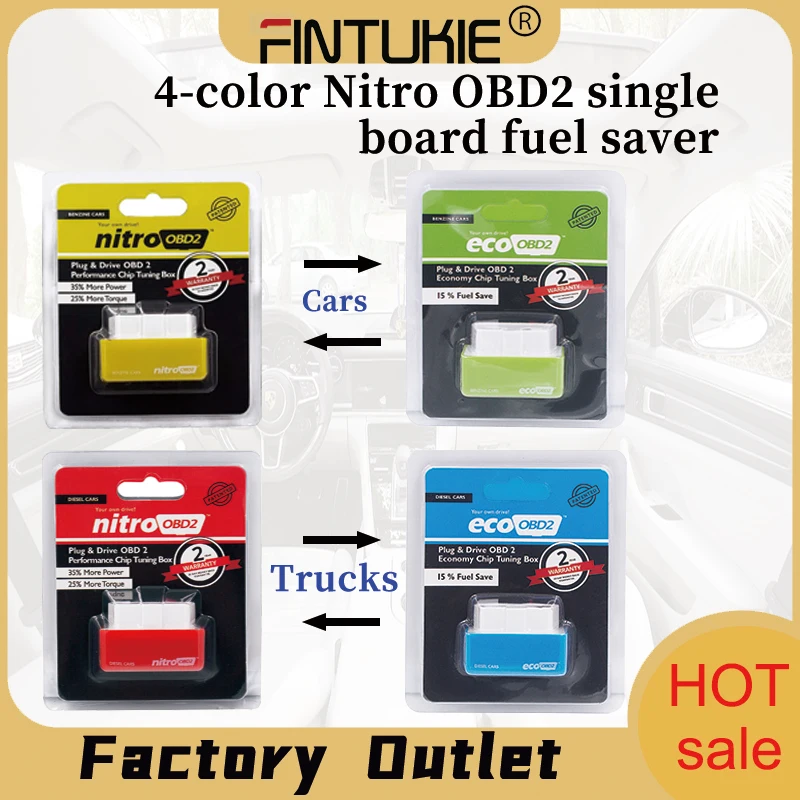 15% экономия топлива ECOBD2 Nitro OBD2 для бензиновых автомобилей, грузовиков, EcoOBD дизельные Nitro OBD2 чип тюнинг коробка вилки и драйверы