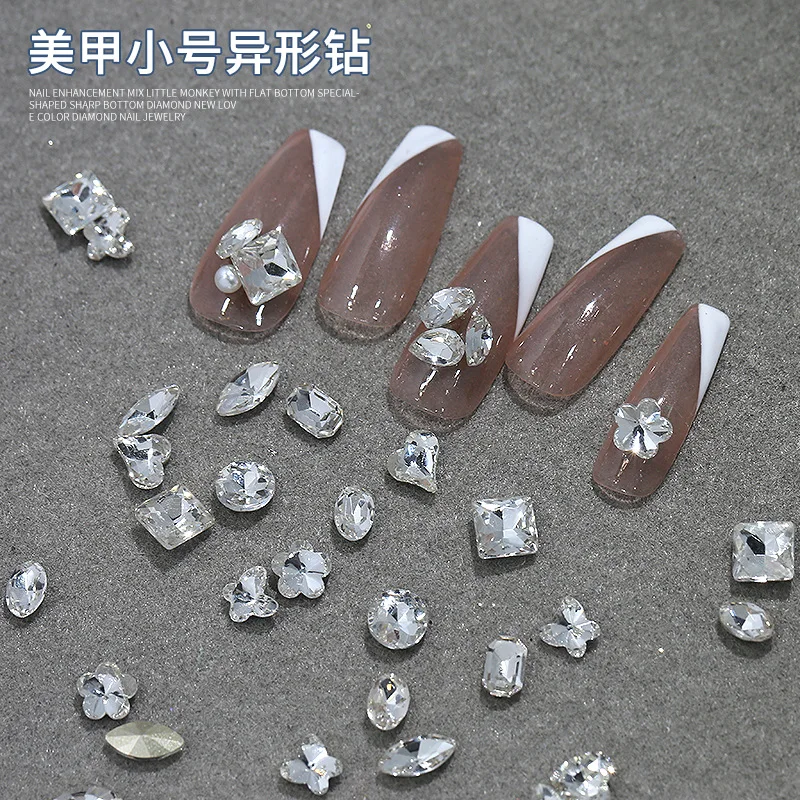 50 шт. блестящие маленькие бриллиантовые украшения для ногтей 4-8 мм