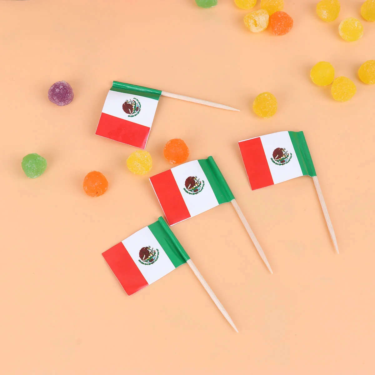

100 Pcs Cupcake Topper Paper Decorations Food Insert Flag Wedding Hand Held Flags Mexico Banner