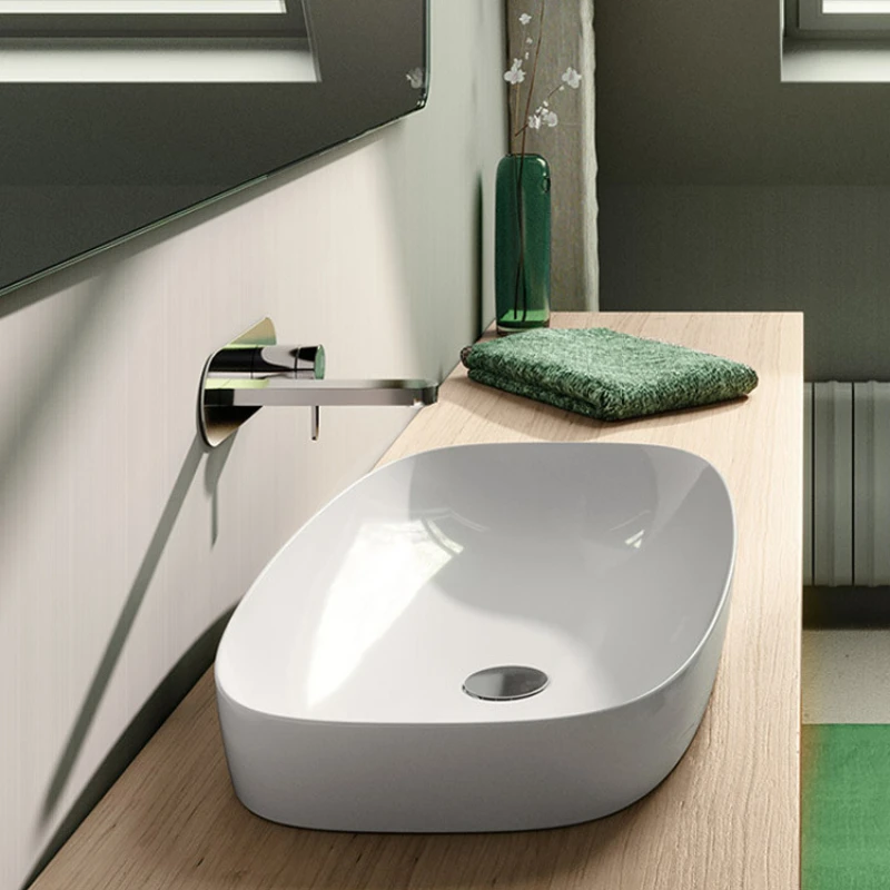 

Matte Green Bathroom Sinks Basin Semi-recessed Household Small Scandinavian Hotel Restaurant Sink Bathroom Wash Basin Furniture