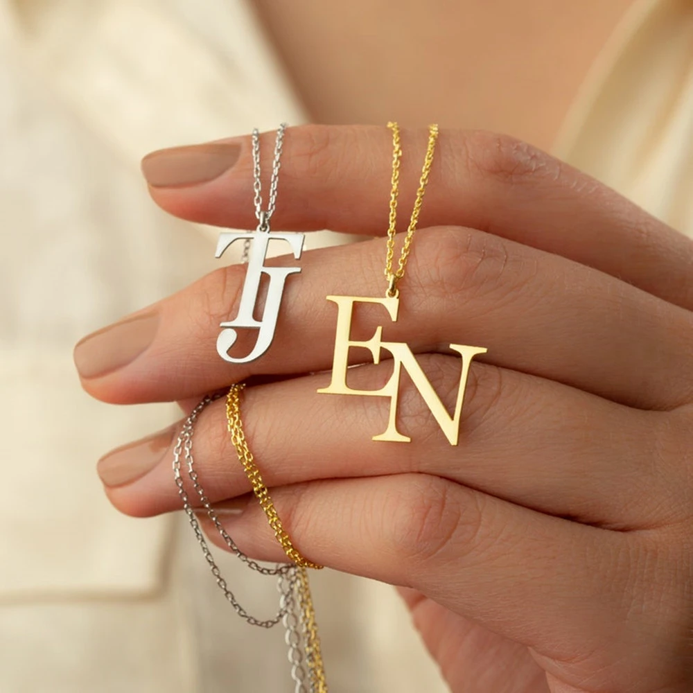 

Fashion Alphabet Pendents Necklace Personalised 26 Initial Choker Customized Name Necklaces Custom Nameplate Charm