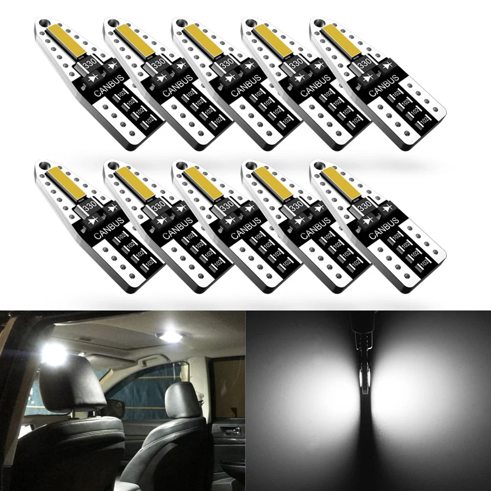 T10 W5W 194 168 Canbus light Bulbs No Error 7020SMD White led Car Interior Lights Lamps License Plate Signal Lamps DC 12V
