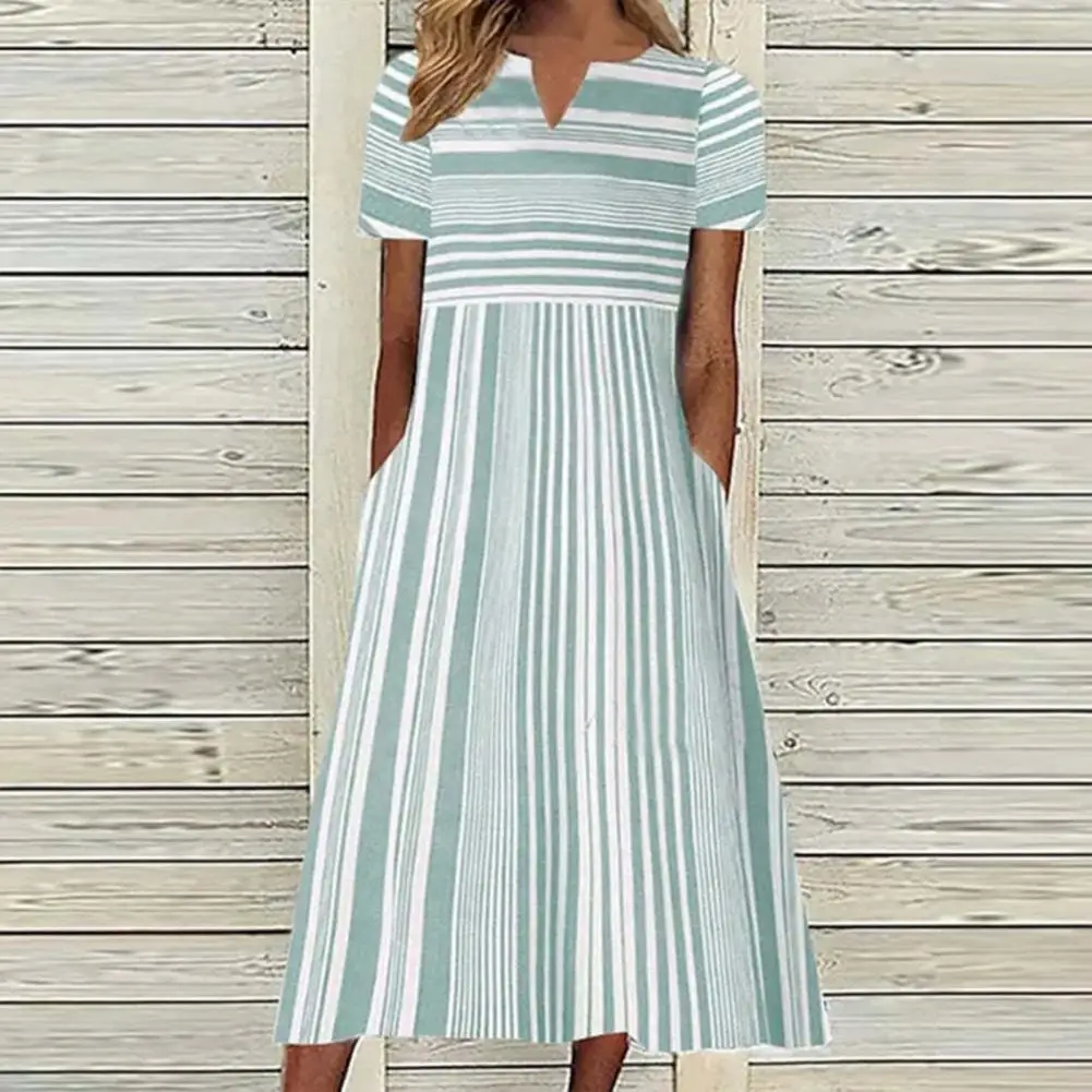 

Long Dress V-Neck Summer Dress Female Large Hem Loose Pullover Dress