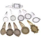 16 мм 18 мм 20 мм круглаяОвальная 18x25 мм Античная Посеребренная бронзовая медная заколка для волос с цветком заколки для волос основа для закрепления кабошона Cameo