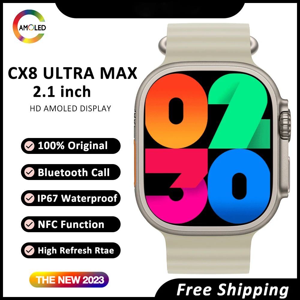 

2023 Cx9 Ultra Max Smart Watch Man Iwo Smartwatch Wireless Charging Bluetooth Waterproof Nfc Access Control Fitness Sports Gifts