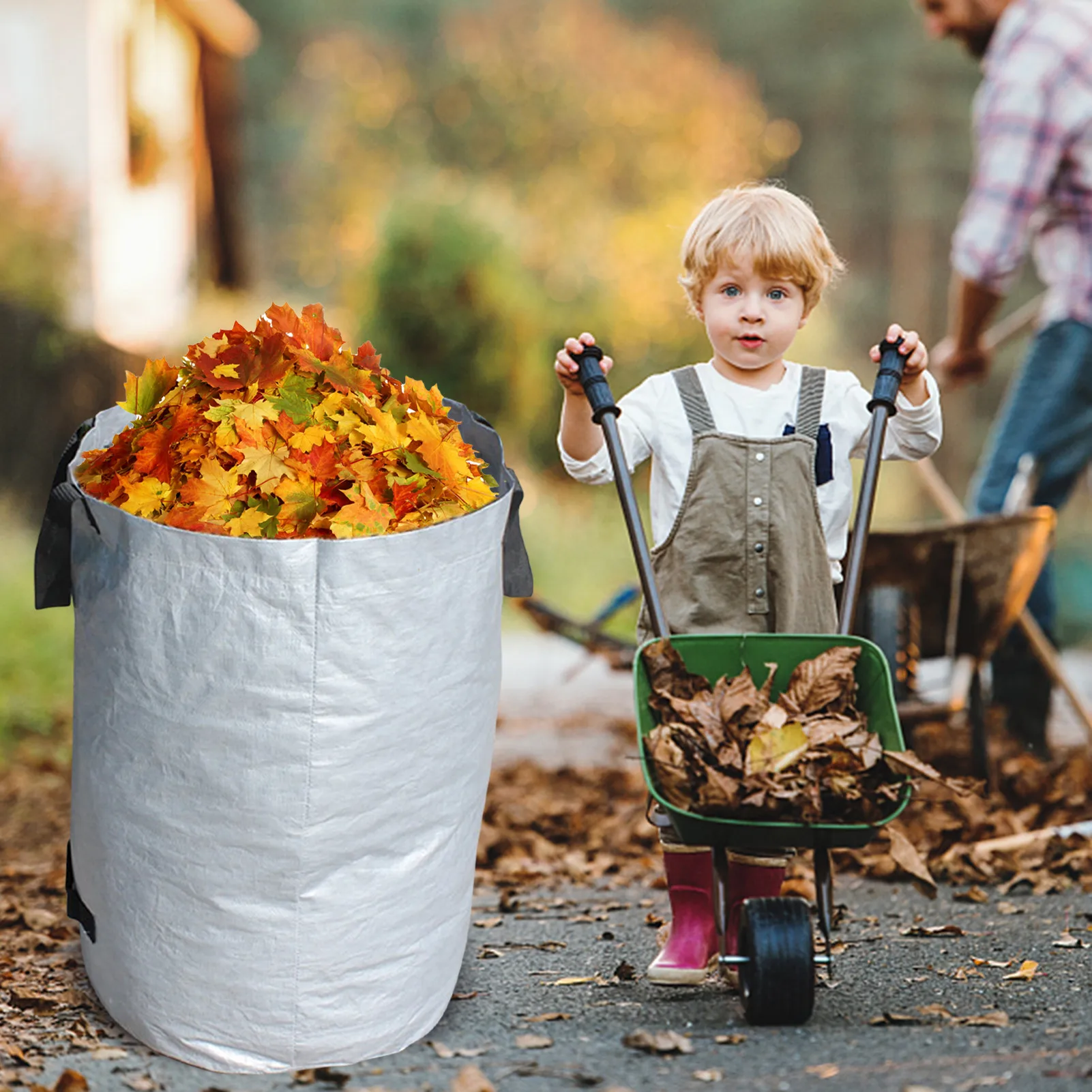 

Garden Waste Bags Reusable Yard Leaf BagGardening Bag Collapsible Bucket Reuseable Heavy Duty Gardening Bags Lawn Pool Garden