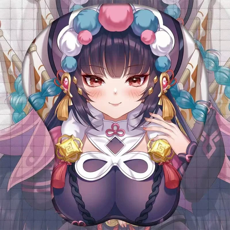 Gaming Desk XXL Mousepad Genshin Impact Yun Jin R-18 Aldult Gamer Anime Sexy 3D Oppai Silicone Gel Wrist Rest Mouse Pad