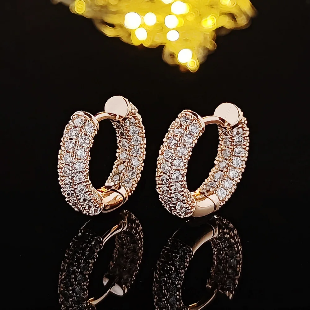 

High quality jewelry inlaid with diamonds, Ruili noble gold plated earrings, charming temperament, fashionable women's earrings