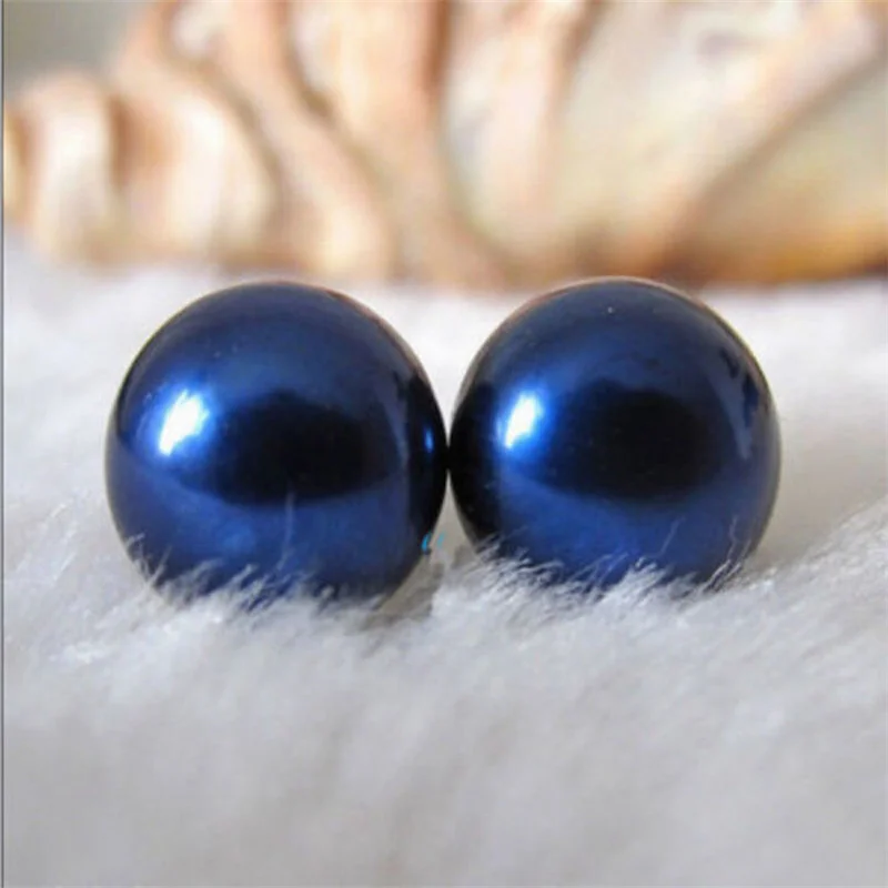 

8-8.5mm Dark Blue Akoya Cultured Pearl Silver Stud Earrings