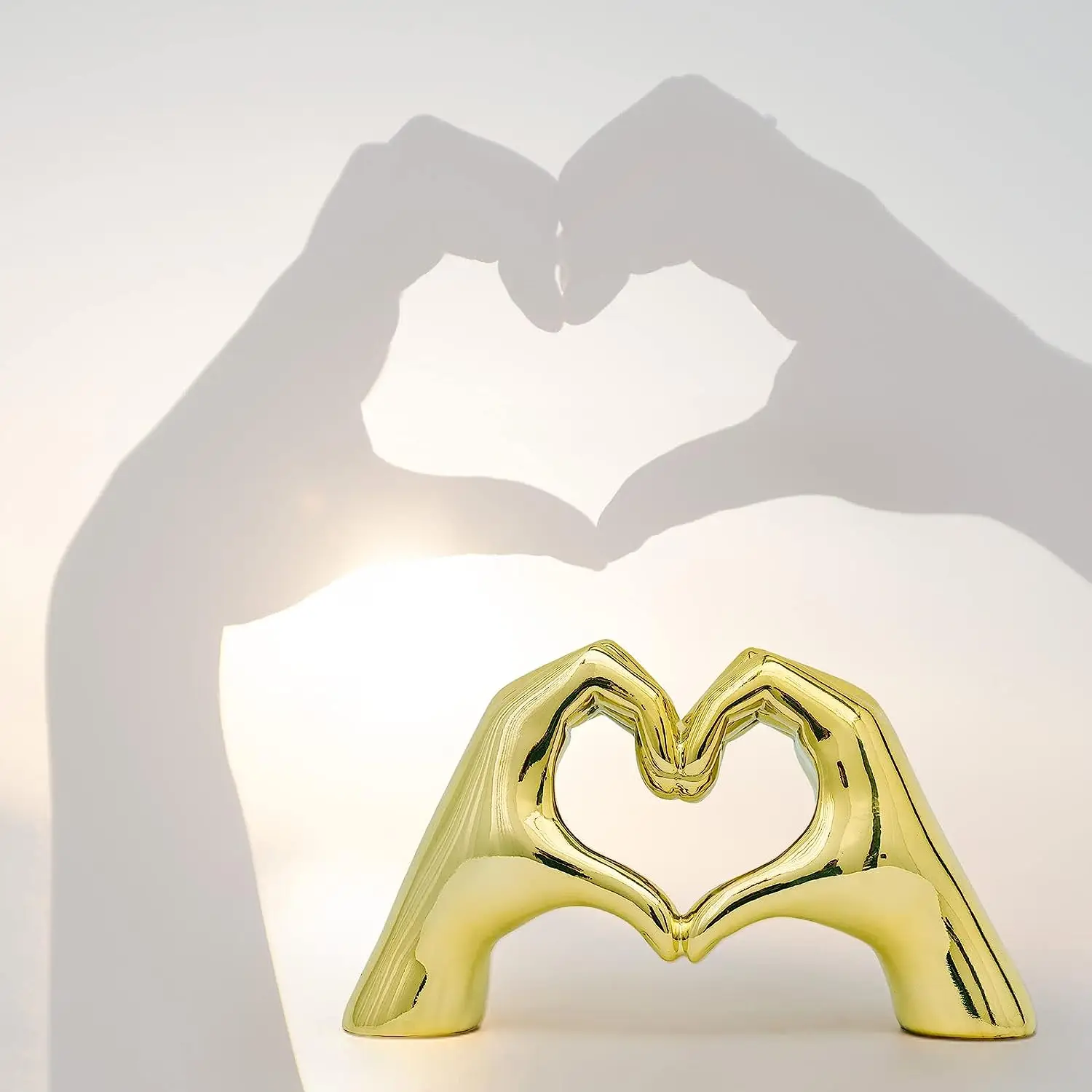 

Love Heart Finger Gesture Statue Modern Art Sculpture Home Decorations for Living Room Bedroom Shelf Office Desktop Cabinets