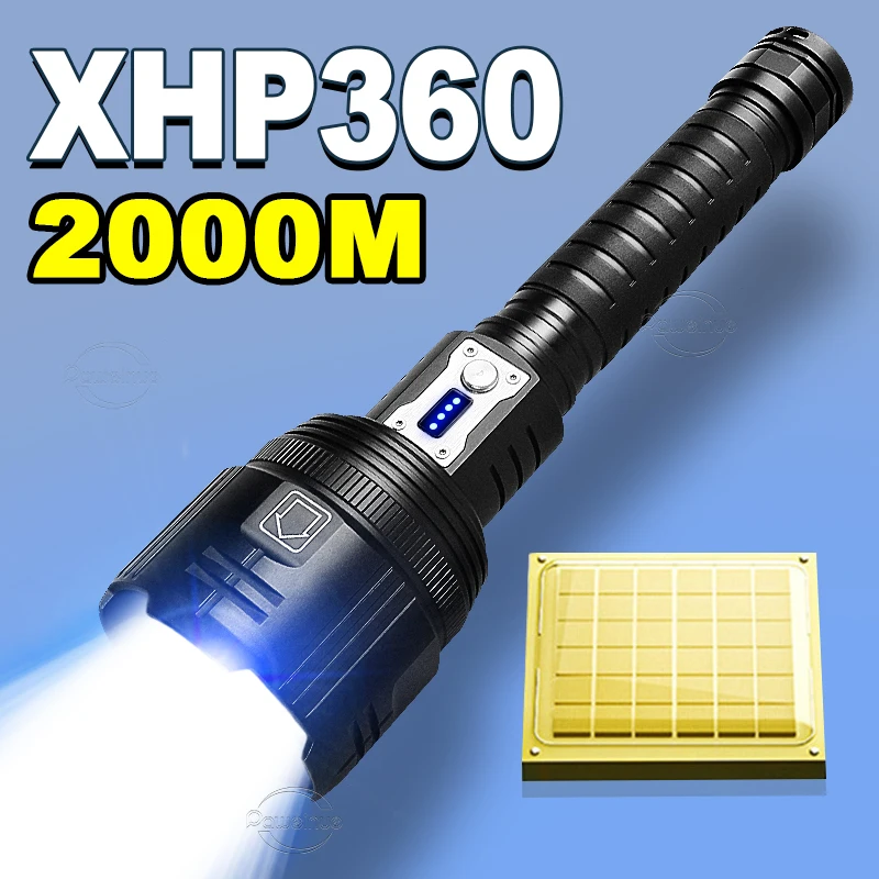 Мощный фонарик XHP360 с Usb-зарядкой, масштабирование 2000 м, армейский тактический фонарик XHP70, портативные светодиодные фонарики высокой мощности