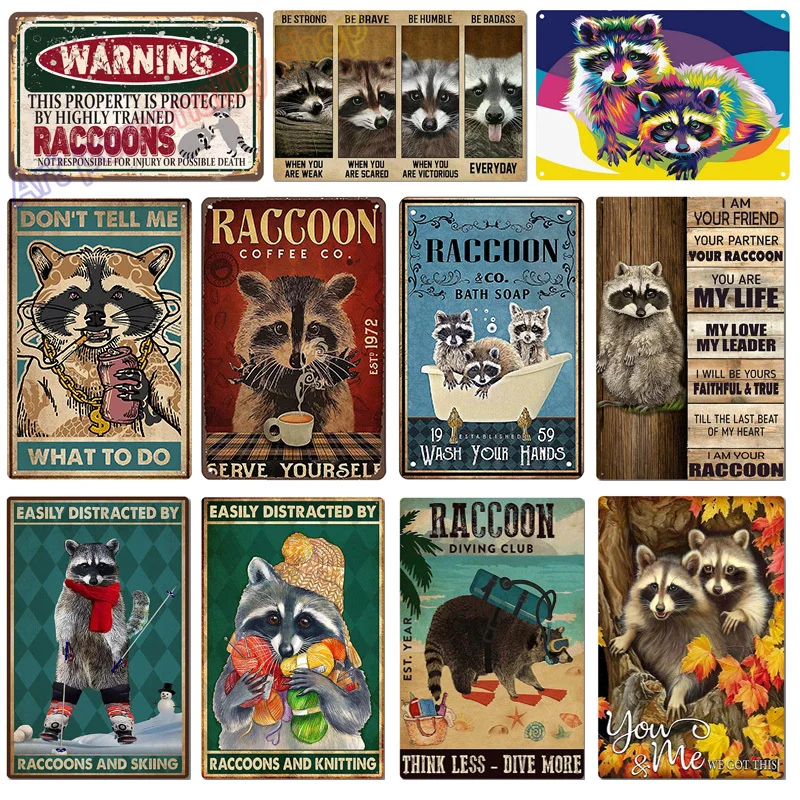 

Raccoon Tin Sign Funny Bathroom Vintage Coffee Bar Tin Poster Your Butt Napkins My Lady Office Signs Wall Decor Gift 8 X 12 Inch