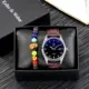 Men's Watch Bracelet Set with Calendar Vintage Bead Chain Leather Strap Fashion Quartz Watches Gift Box Father's Day for Father Other Image