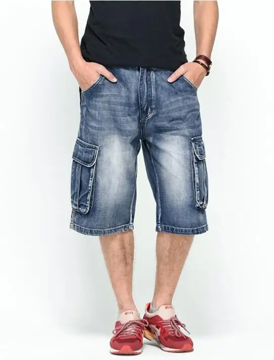 Straight Jeans Men Loose Ripped Short Jeans Streetwear Baggy  Denim Shorts Male Brand Clothes Skateboard Jeans For Male