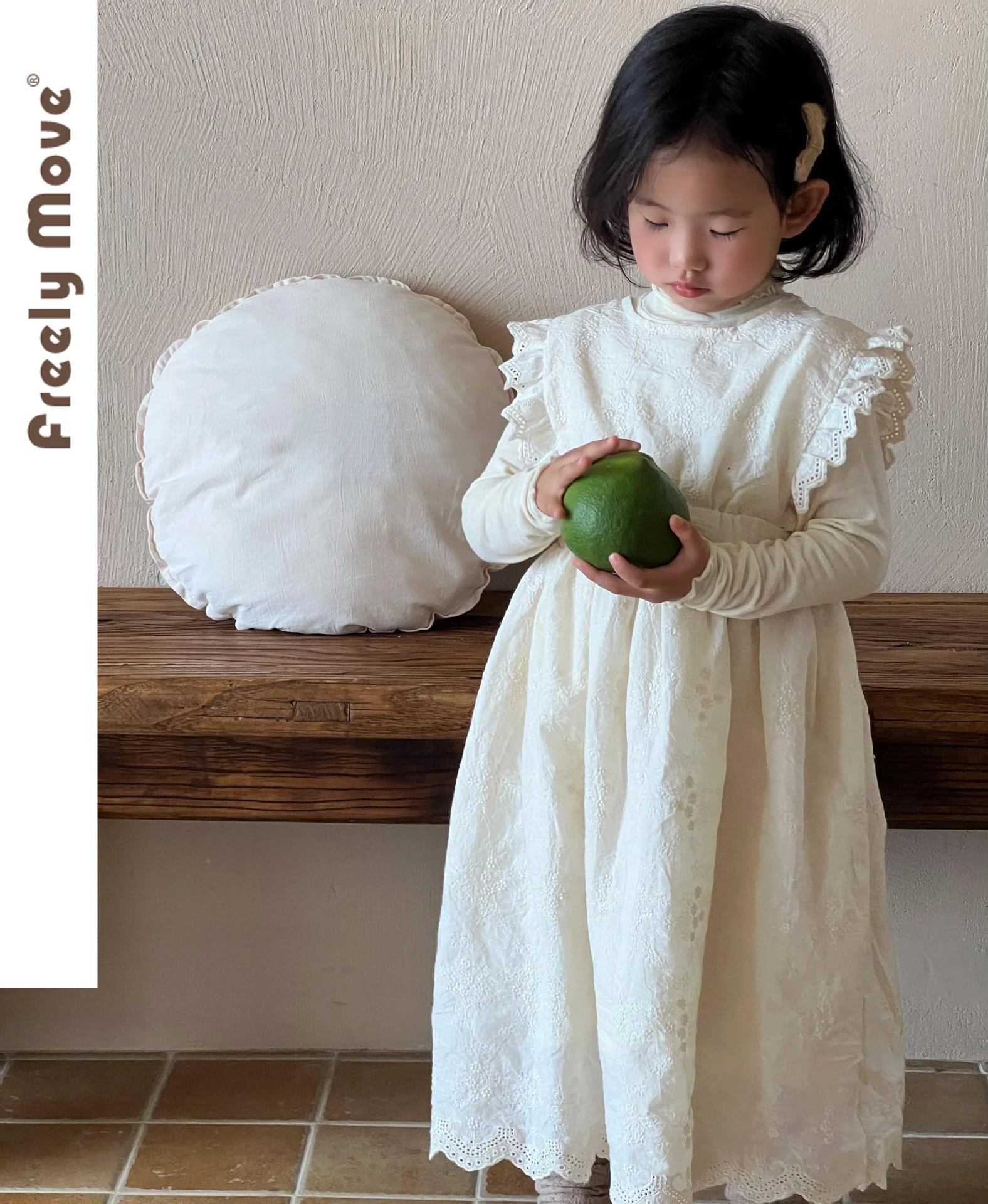 

Freely Move Girl Princess Dress Children's Casual Clothing New Kids Dresses for Girls Solid Embroidery Lace Toddler Baby Dress