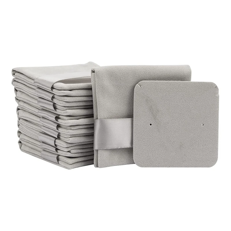 

10Pcs Jewelry Pouch With Jewelry Display Card, Jewelry Pouches For Storage Necklace Ear Studs Earrings Card Holder