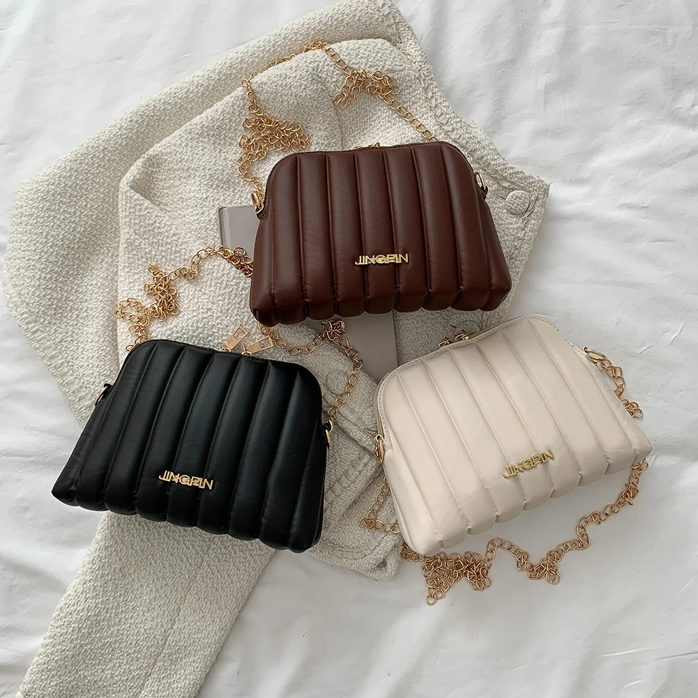 

Women Pure Color Shell Crossbody Tote Chain Zipper Small Travel Shoulder Bag Trending Handbag Fashionable Decorations