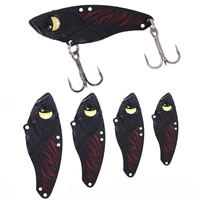 flame pattern vib bait with hook sinking fake bait fishing lure 3d eyes artificial metal hard bait fishing tackle accessories