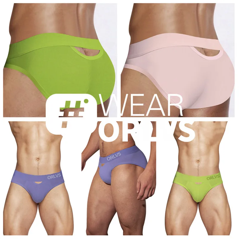 

Мужские трусы брифы из модала ORLVS, черные дышащие трусы с заниженной талией спереди и сзади, молодежное нижнее белье, 2019