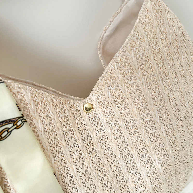New Fashion Elegant Ladies Straw Woven Handbag Women Holiday Beach Casual Tote Top-Handle Bags Fashion Retro Shoulder Bags