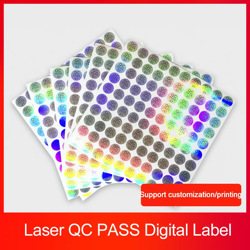 15mm Colorful Laser Round QC Label PASS Self-Adhesive Waterproof Sticker Digital 01-20 Universal