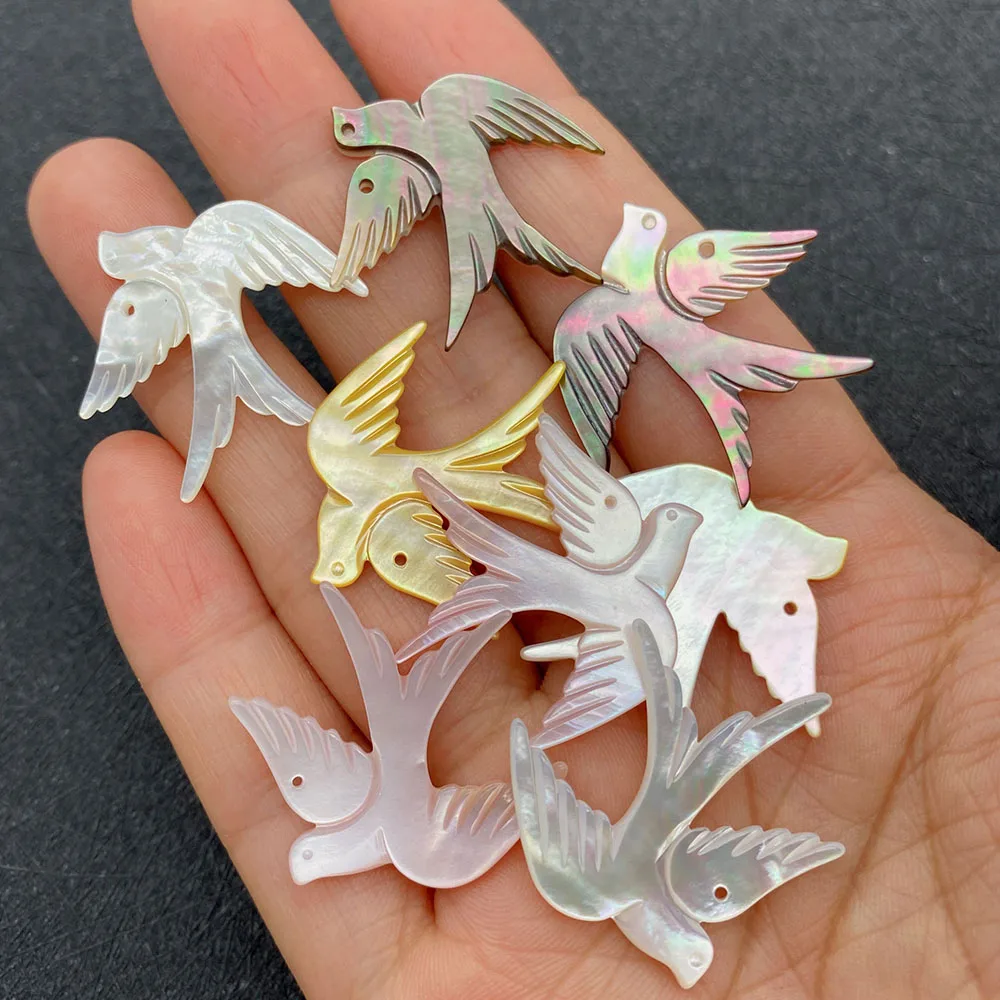 

Bird Shape Natural Shell Pendant White Shell Yellow Shell Black Shell Pink Shell Charm 26x29mm DIY Made Necklace Bracelet Charm