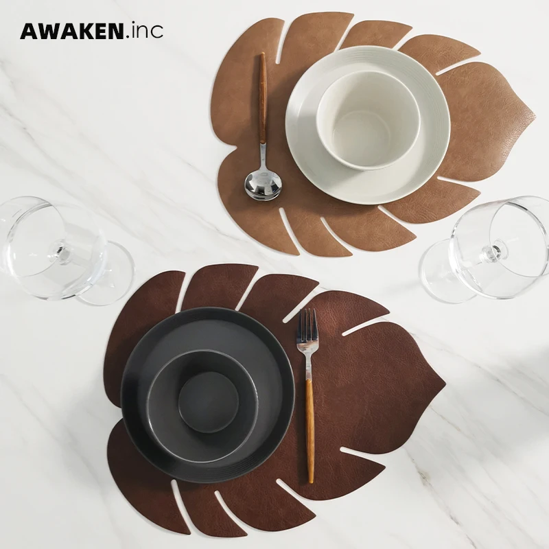 

Advanced Turtle Back Leather Placemats, Special-Shaped Table Mats, Waterproof and Oil-Proof Insulation Mats for Home Use