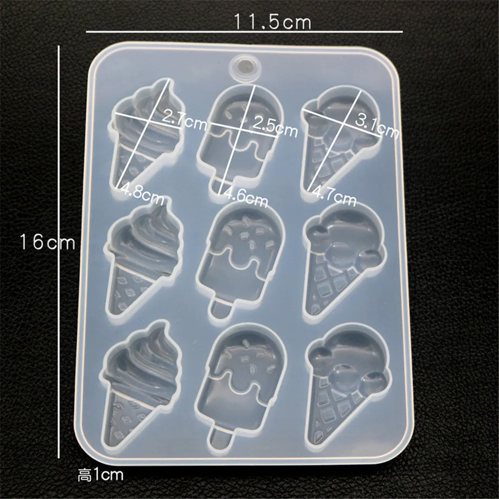 

Crystal Ice Cream Shape Silicone Mold Pendants Resin Mould for DIY Crafts Jewelry Pendant Making Tools Baking Accessories