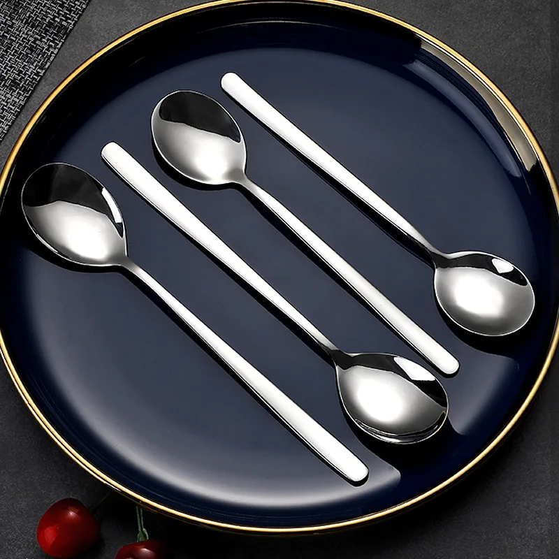 

Stainless steel coffee spoon stirring spoon long handle dessert ice cream spoon kitchen seasoning multi-purpose small spoon