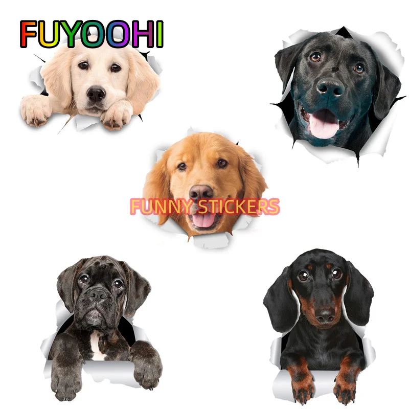

FUYOOHI Cute dog Animal Car Stickers, Creative Holes Car Stickers, Glass Stickers, Wall Stickers, Waterproof And Sunscreen