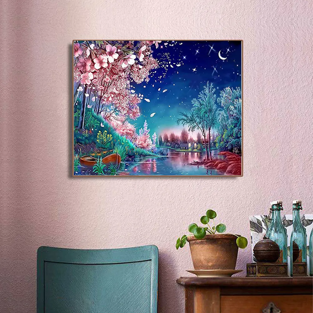 

Diamond Painting Starry Night Embroidery DIY Diamond Painting Cross Stitch Kit Posters 5D Needlework Diamond Home Decor