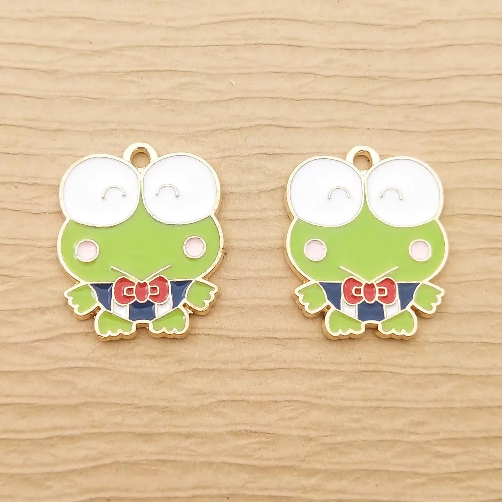 

10pcs 18x23mm Enamel Cartoon Frog Charm for Jewelry Making Earring Pendant Cute Necklace Bracelet Accessories Diy Craft Supplies