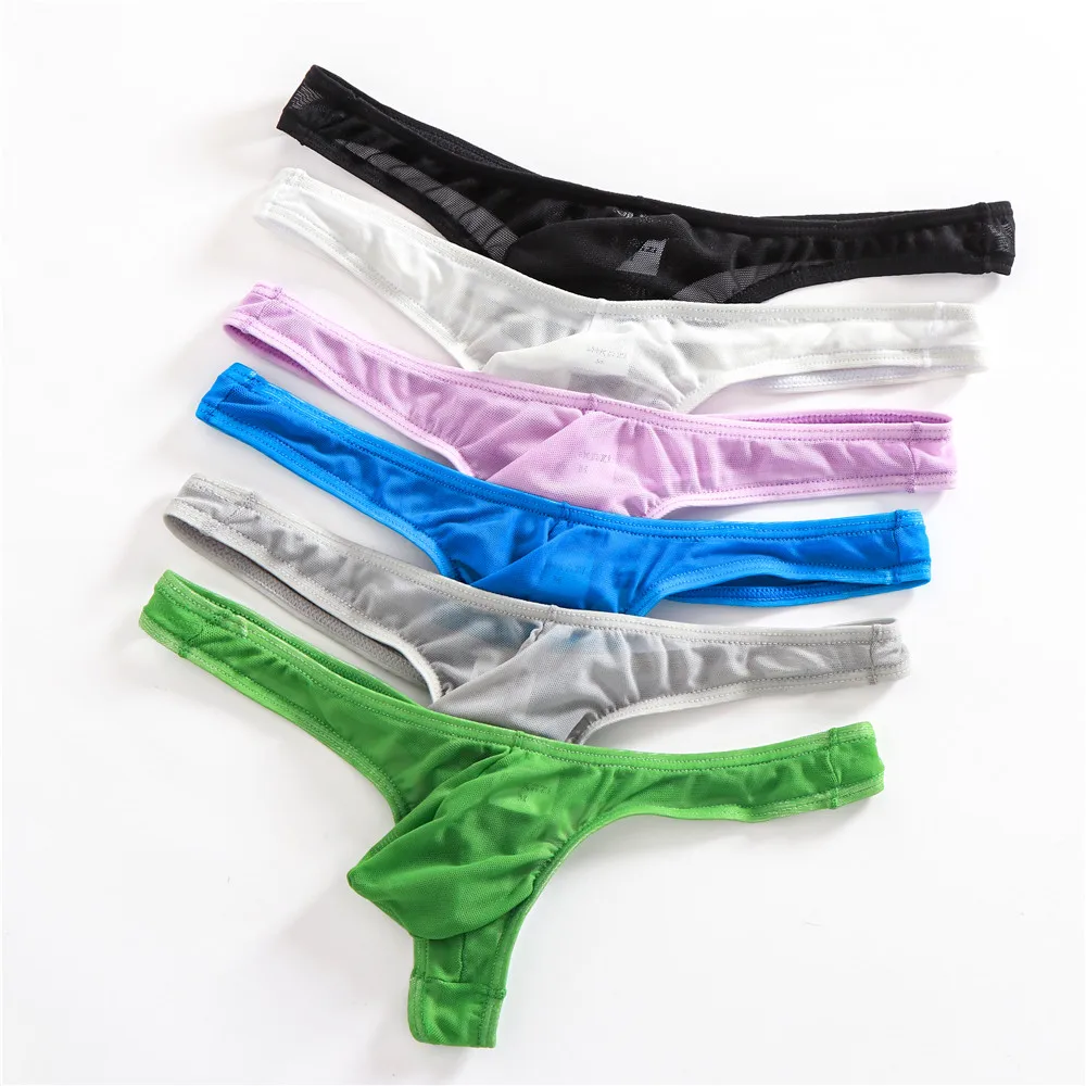 

Sexy Mens Underwear Mesh Sheer Underpants Gay Thongs See Through G-string Male Low Rise Bulge Panties Mini Bikini Men's Lingerie