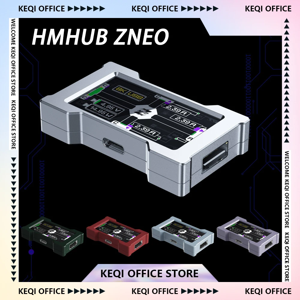 Фото USB-хаб HMLAB ZNEO для геймеров — 2-3 порта, независимое питание, 8K Гц, с экраном, стильный дизайн для игровой атмосферы, подарок для организации рабочего стола №1