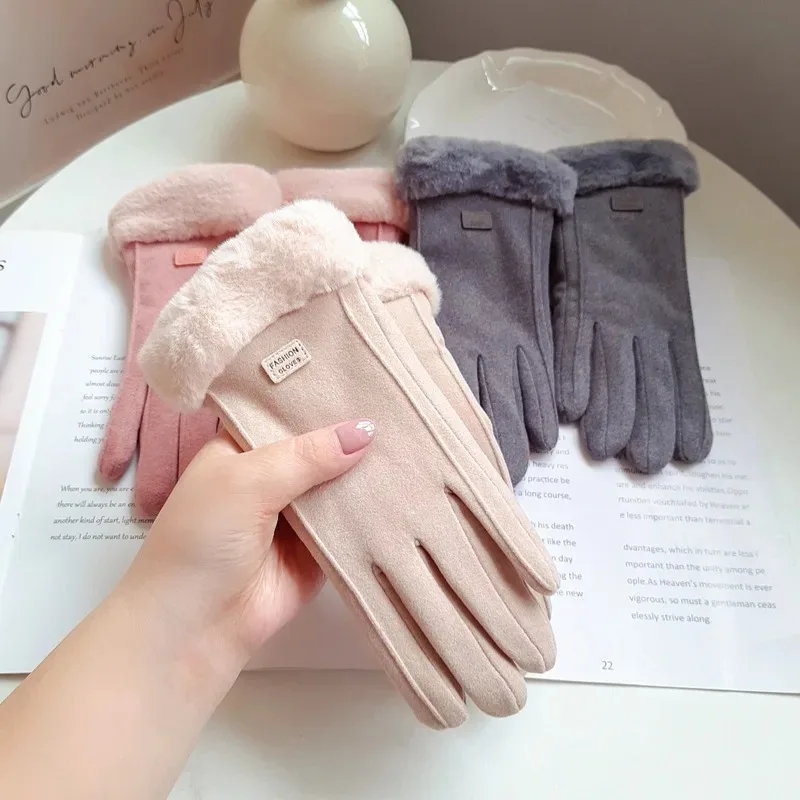 Женские зимние теплые плюшевые перчатки