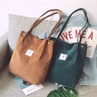 bags for women 2021 new ladies handbags student corduroy tote bag casual solid color shoulder bag reusable beach bag
