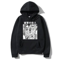 japanese anime attack on titan levi rivaille portrait graphic print hoodie men women loose oversized long sleeve sweatshirt coat