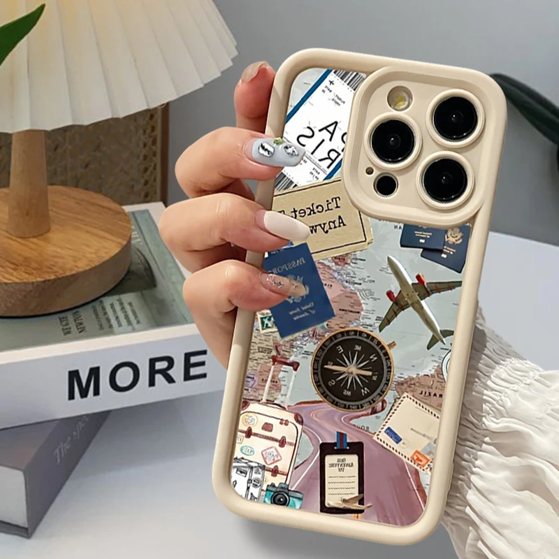 Фото Чехол для телефона Stamp Map для Samsung Galaxy S25 Ultra Plus S24 S23 S22 S21 S20 FE A73 A72 A71 A56 A55 A54 5G A52 A52S A51 4G Cover №4