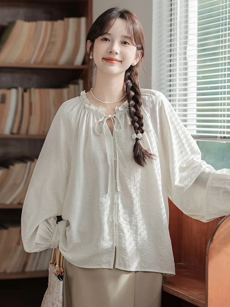 Простая рубашка с тонкими ремешками и оборками K-sle женские топы весна 2025