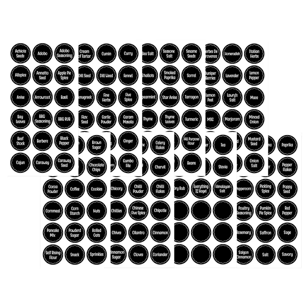 

144pcs Household Spices Names Labels Stickers Ingredients Labels (Black)