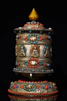 7 tibetan temple collection old bronze gilt filigree gem dzi beads eight treasures prayer wheel chanting buddhist utensils
