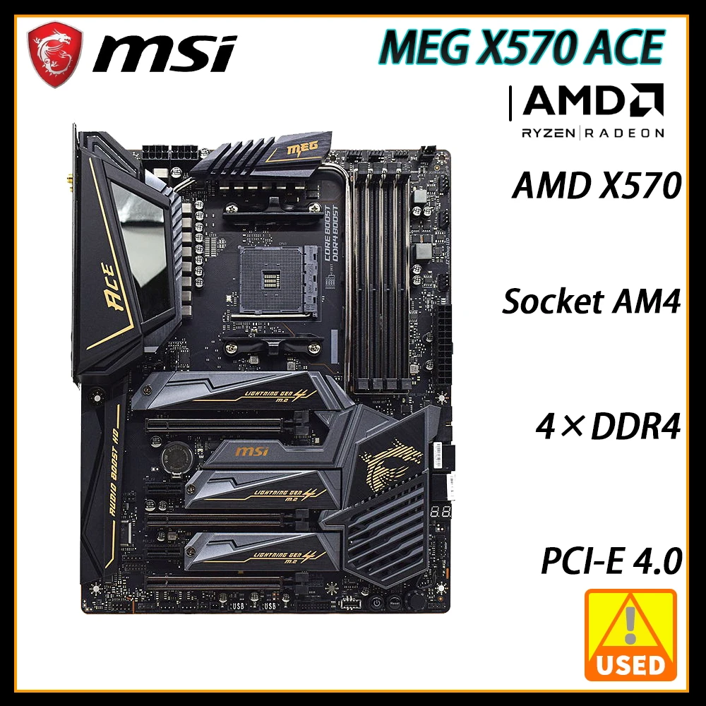 

Материнская плата MSI Мег X570 ACE для майнинга, материнская плата AM4 с поддержкой AMD Ryzen 5 5600G 5600X Cpus DDR4 128 ГБ 3600 МГц X570 3 × M.2 PCI-E 4,0