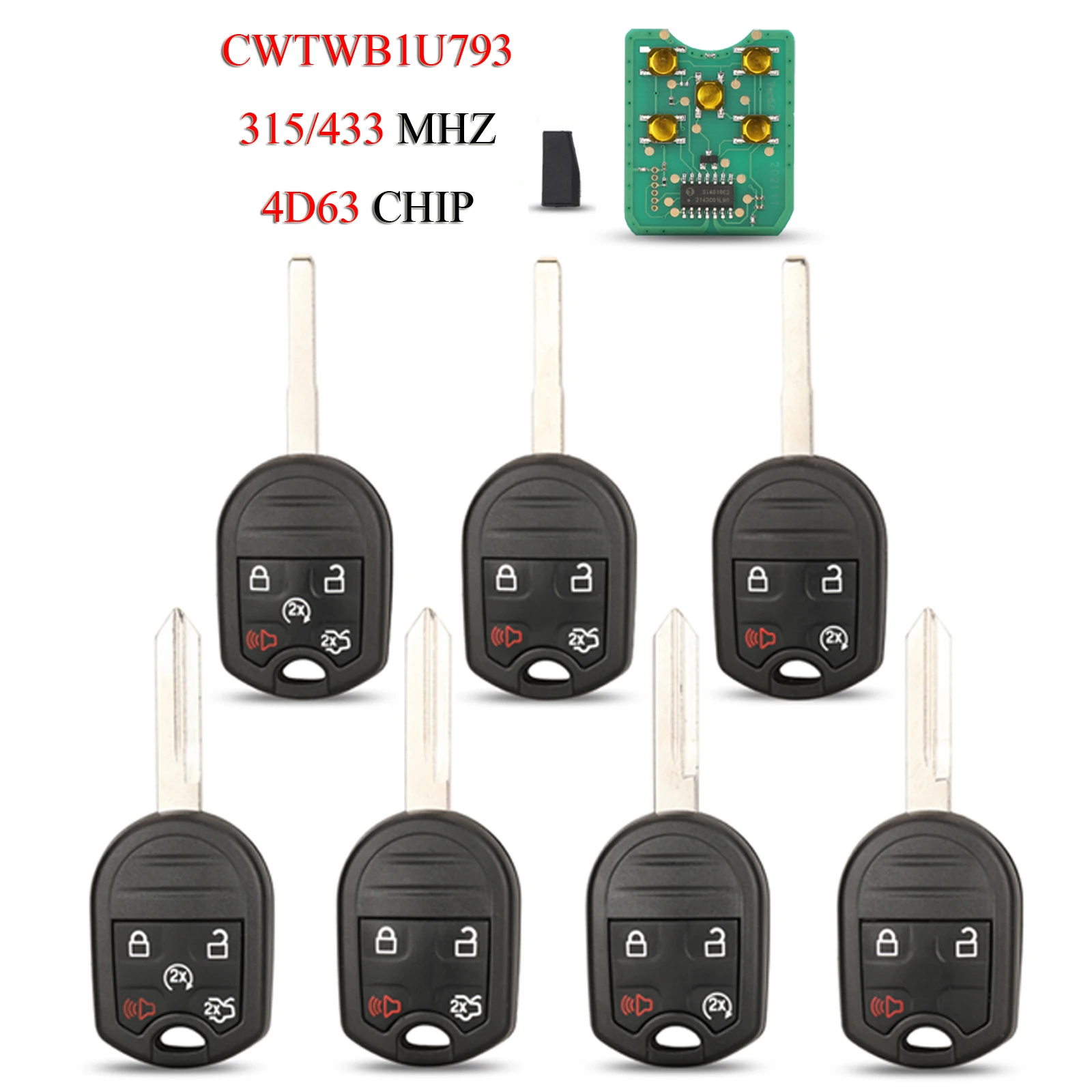 jingyuqin CWTWB1U793 Remote Smart Car Key For Ford Expedition Explorer Flex Taurus For Lincoln 315/433Mhz With 4D63-80Bit Chip